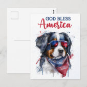 Berner Sennenhond, God zegene Amerika Briefkaart (Voorkant / Achterkant)