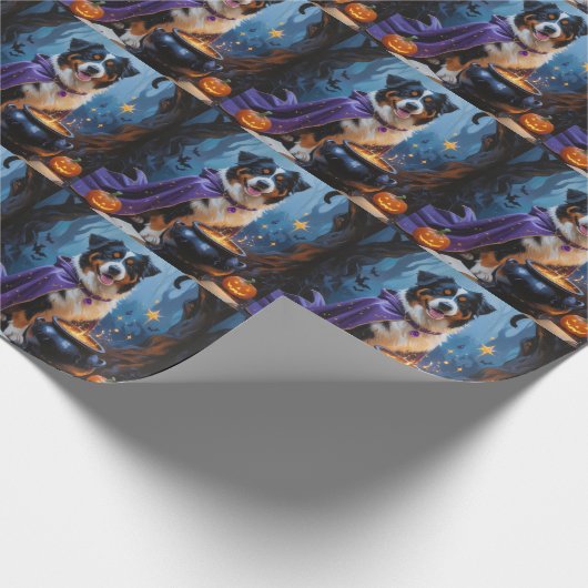 Berner Sennenhond grillig Halloween schilderij Cadeaupapier (Hoek)