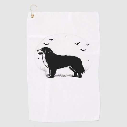 Berner Sennenhond – Halloween Moon Silhouette O Golfhanddoek (Voorkant)