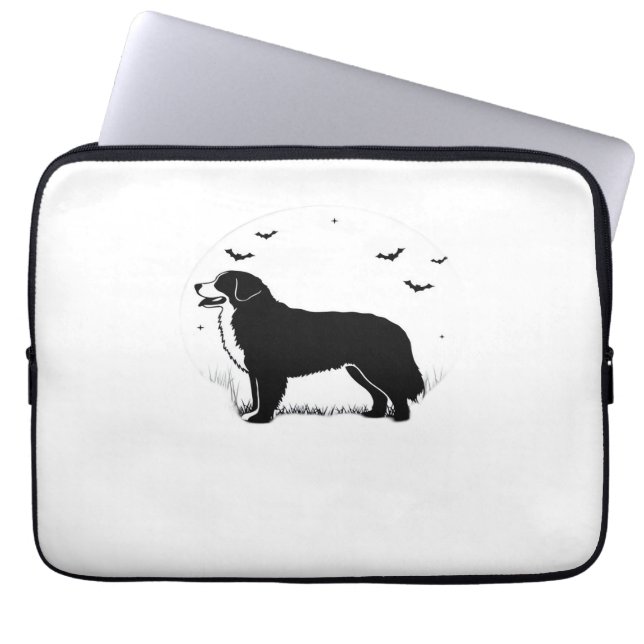Berner Sennenhond – Halloween Moon Silhouette O Laptop Sleeve (Voorkant)