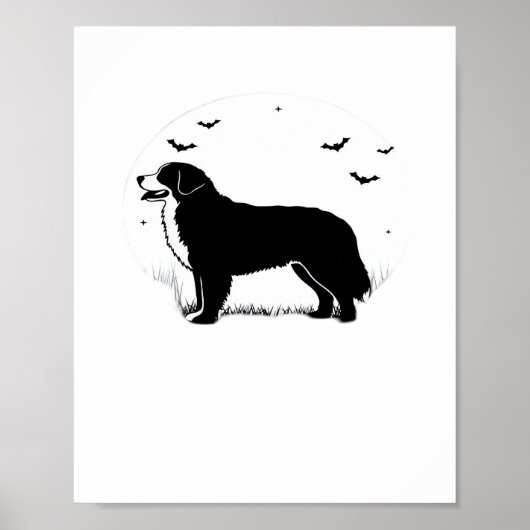 Berner Sennenhond – Halloween Moon Silhouette O Poster (Voorkant)