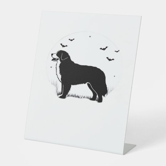 Berner Sennenhond – Halloween Moon Silhouette O Reclamebord Met Voetstuk (Voorkant)