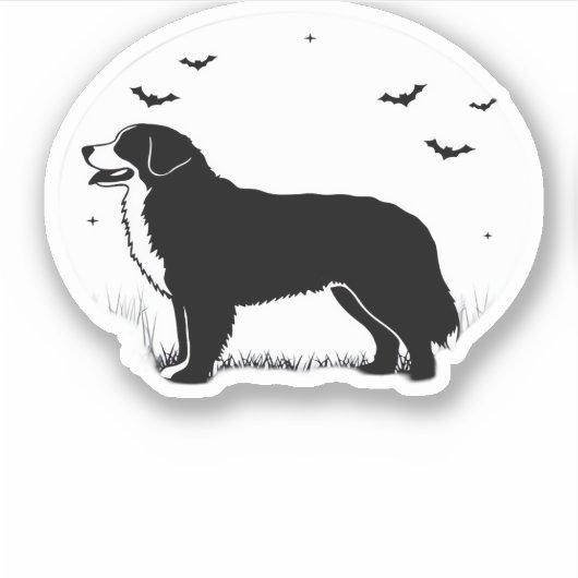 Berner Sennenhond – Halloween Moon Silhouette O Sticker (Voorkant)