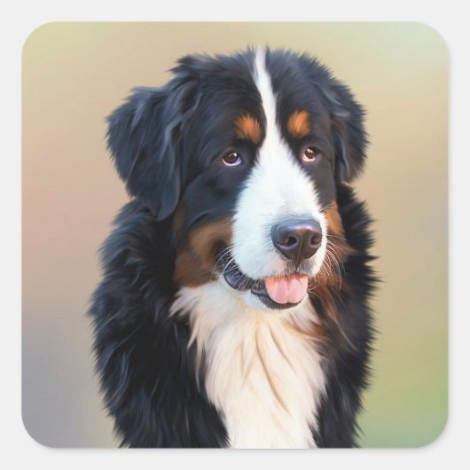"Berner Sennenhond", hond, puppy, silhouet, naam,  Vierkante Sticker (Voorkant)