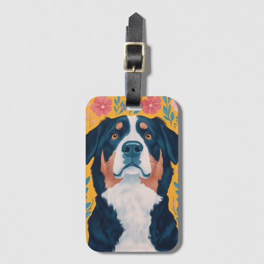 Berner Sennenhond illustratie Bagagelabel (Voorkant (verticaal))