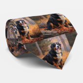 Berner Sennenhond in de herfst Bladeren vallen Ins Stropdas (Opgerold)