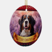 Berner Sennenhond in lavendel Keramisch Ornament (Rechts)
