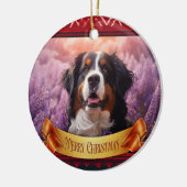 Berner Sennenhond in lavendel Keramisch Ornament (Links)