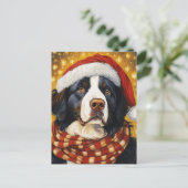 Berner Sennenhond in Santa Hat Briefkaart (Staand voorkant)