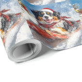 Berner Sennenhond in Sledge Kerstmis Cadeaupapier (Rol Hoek)