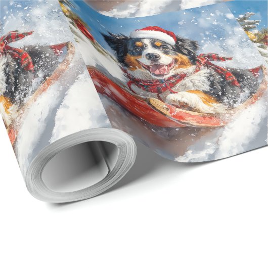 Berner Sennenhond in Sledge Kerstmis Cadeaupapier (Rol Hoek)