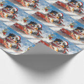Berner Sennenhond in Sledge Kerstmis Cadeaupapier (Hoek)