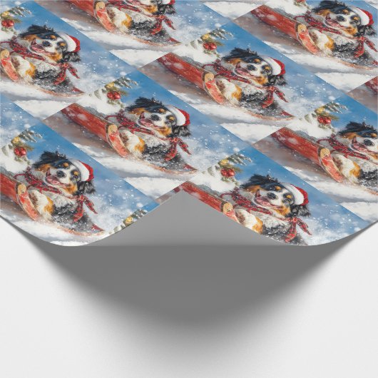 Berner Sennenhond in Sledge Kerstmis Cadeaupapier (Hoek)