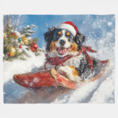 Berner Sennenhond in Sledge Kerstmis Fleece Deken (Voorkant (Horizontaal))