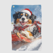 Berner Sennenhond in Sledge Kerstmis Golfhanddoek (Voorkant)