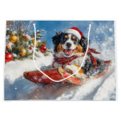 Berner Sennenhond in Sledge Kerstmis Groot Cadeauzakje (Voorkant)
