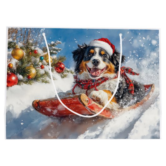 Berner Sennenhond in Sledge Kerstmis Groot Cadeauzakje (Achterkant)