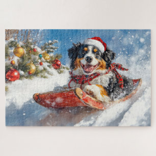 Berner Sennenhond in Sledge Kerstmis Legpuzzel