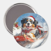 Berner Sennenhond in Sledge Kerstmis Magneet (Voorkant / Achterkant)
