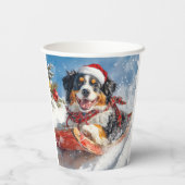 Berner Sennenhond in Sledge Kerstmis Papieren Bekers (Achterkant)