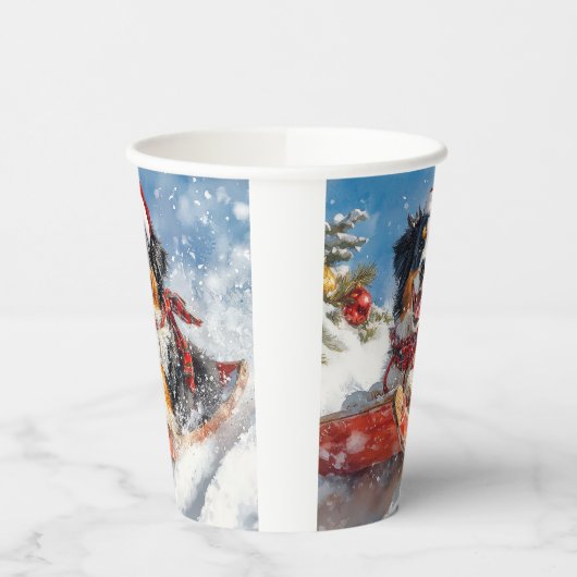 Berner Sennenhond in Sledge Kerstmis Papieren Bekers (Links)