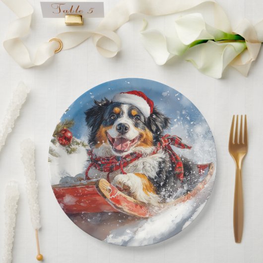 Berner Sennenhond in Sledge Kerstmis Papieren Bordje (Huwelijk)
