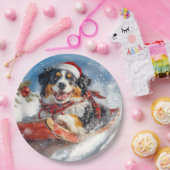 Berner Sennenhond in Sledge Kerstmis Papieren Bordje (Feest)