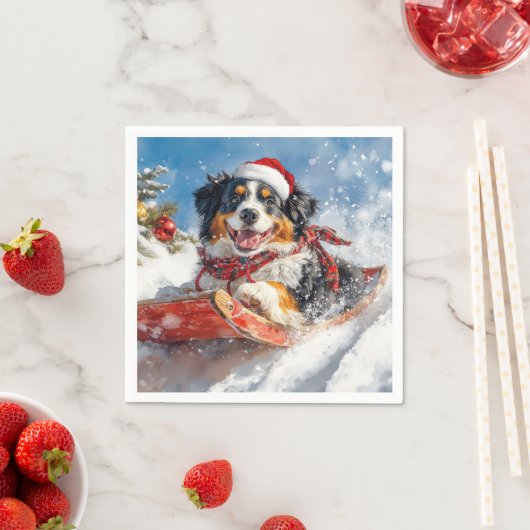 Berner Sennenhond in Sledge Kerstmis Servet (Insitu)
