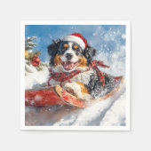 Berner Sennenhond in Sledge Kerstmis Servet (Voorkant)