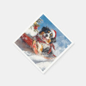 Berner Sennenhond in Sledge Kerstmis Servet (Hoek)