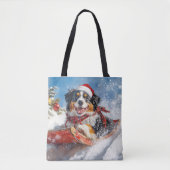 Berner Sennenhond in Sledge Kerstmis Tote Bag (Voorkant)