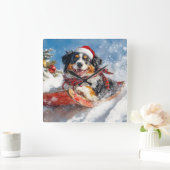 Berner Sennenhond in Sledge Kerstmis Vierkante Klok (Huis)