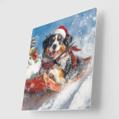 Berner Sennenhond in Sledge Kerstmis Vierkante Klok (Hoek)