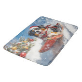 Berner Sennenhond in slee Christmas Badmat (Gekanteld)