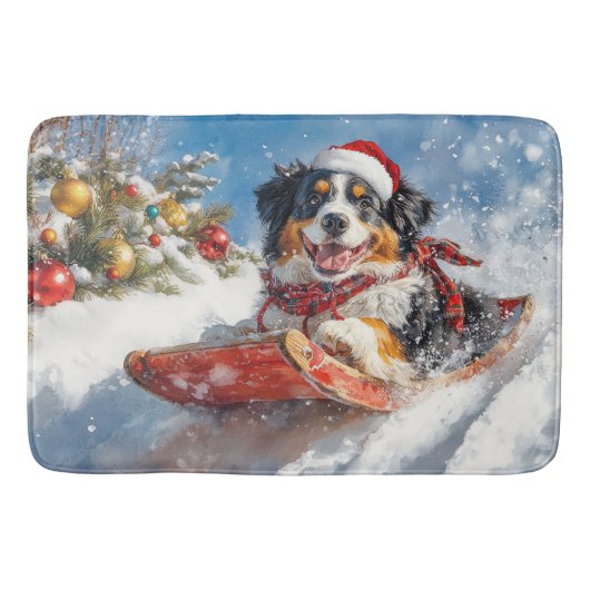 Berner Sennenhond in slee Christmas Badmat (Voorkant)