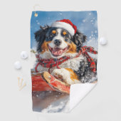 Berner Sennenhond in slee Christmas Golfhanddoek (Insitu)
