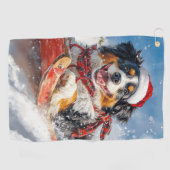 Berner Sennenhond in slee Christmas Golfhanddoek (Horizontaal)