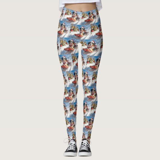 Berner Sennenhond in slee Christmas Leggings (Voorkant)