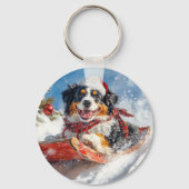 Berner Sennenhond in slee Christmas Sleutelhanger (Achterkant)