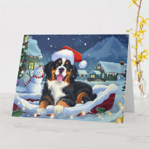 Berner Sennenhond in Sleigh Snow Kerstmis Kaart