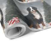 Berner Sennenhond in Sneeuw Kerstmis Cadeaupapier (Rol Hoek)