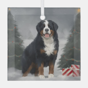 Berner Sennenhond in Sneeuw Kerstmis Glas Ornament