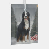 Berner Sennenhond in Sneeuw Kerstmis Glas Ornament (Voorkant Rechts)