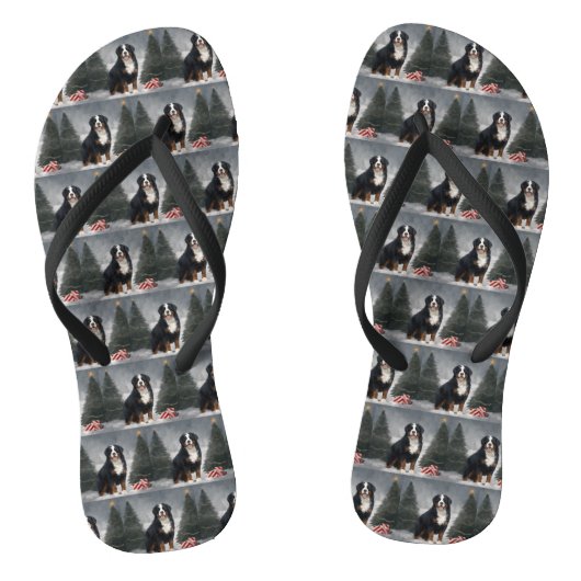 Berner Sennenhond in Sneeuw Kerstmis Teenslippers (Voetbed)
