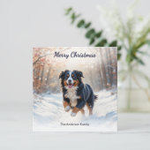 Berner Sennenhond in Waterverf met kerst Feestdagenkaart (Staand voorkant)