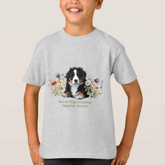 Berner Sennenhond in Wildflowers T-shirt (Voorkant)