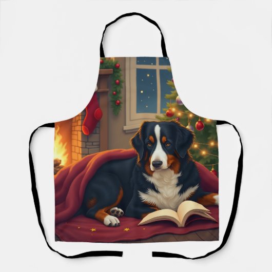 Berner Sennenhond Kerst Bedtijd Verhaal Schort (Voorkant)