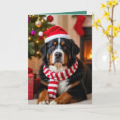 Berner Sennenhond Kerst Kaart (Gele Bloem)