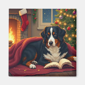 Berner Sennenhond Kerst Slaapverhaal Magneet (Voorkant)