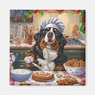 Berner Sennenhond Kerstbakfeest: Festieve Kerstmis Magneet